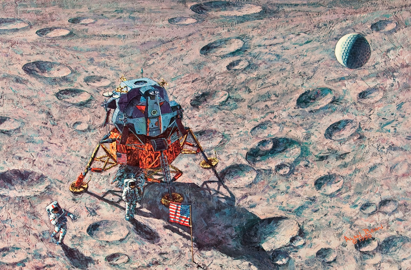 Illustration for article titled The Fourth Man To Walk On the Moon Also Paints Beautiful Space ArtÂ